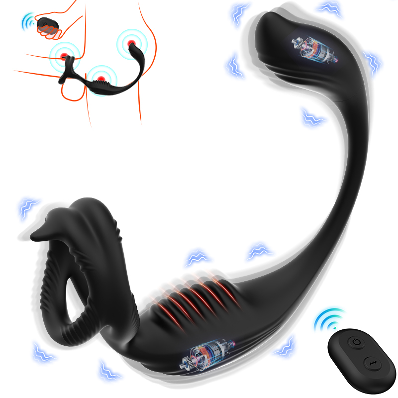 Reomote Control Dual Motors 9 Vibration Cock Rings & Prostate Massager - Rose Toy