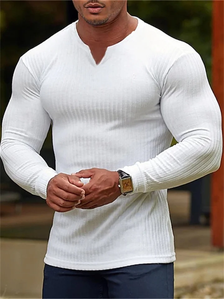 Men's T Shirt Tee Long Sleeve Shirt Plain V Neck Street Sports Long Sleeve Clothing Apparel Fashion Designer Casual Comfortable