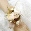 10PCS Neutral Beige Khaki Wedding Catering Bridal Groom Guests Corsage Boutonniere Wrist Artificial Flower Bouquets