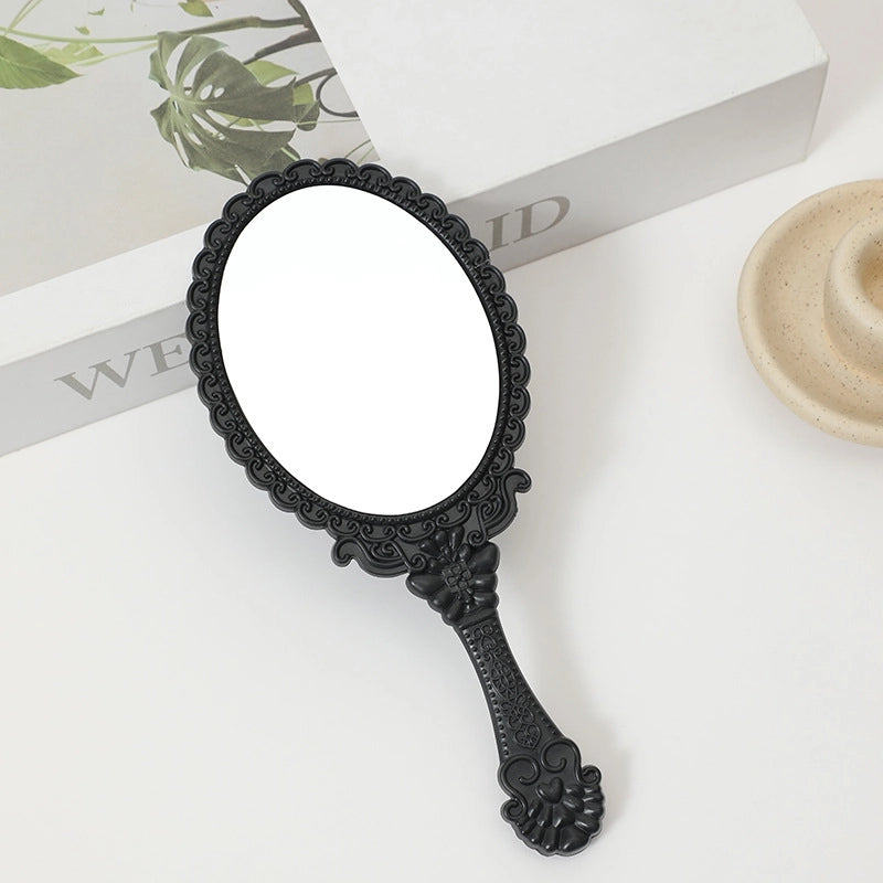 Handheld Makeup Mirror European Lace Small Portable Plastic Handle Advertising Small Mirror Factory
