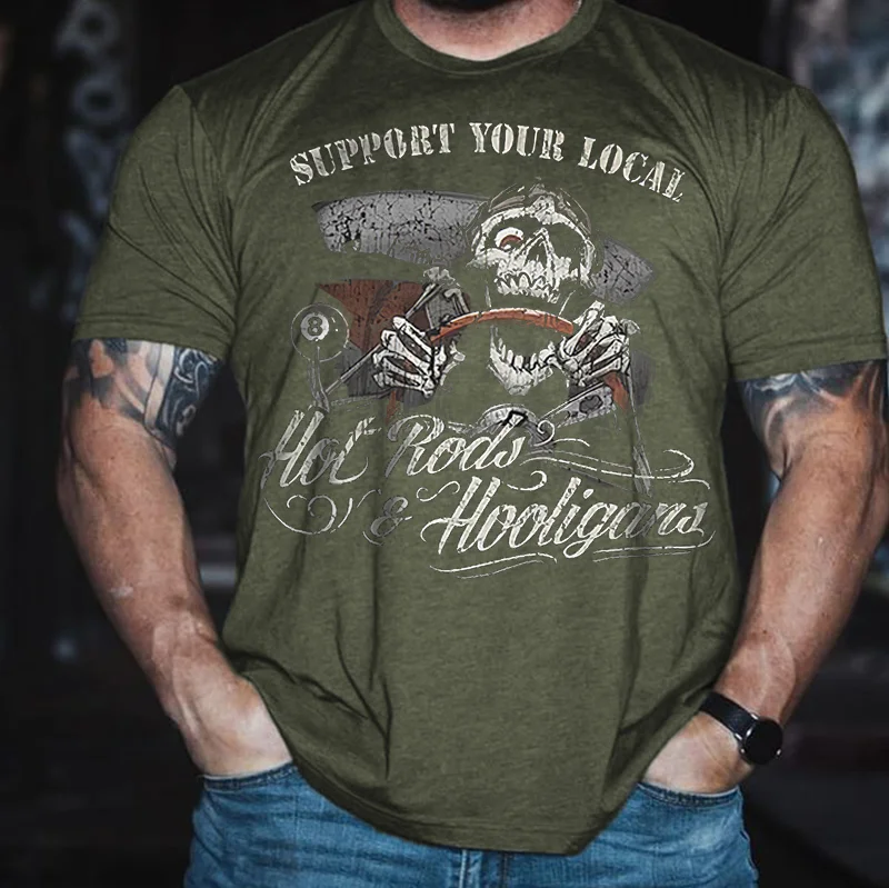 Support Your Local Hot Rods Hooligans Black T-shirt