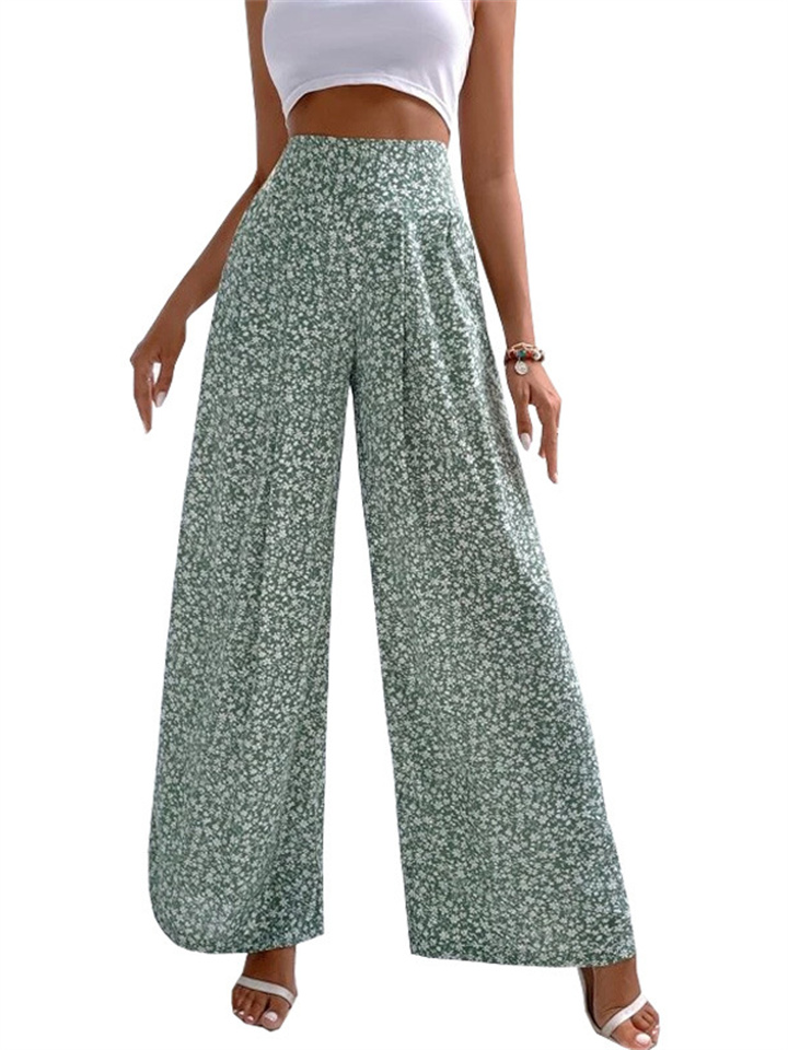 Women's New Floral Casual Pants Pants Loose Printing Waist Pants Straight Pants