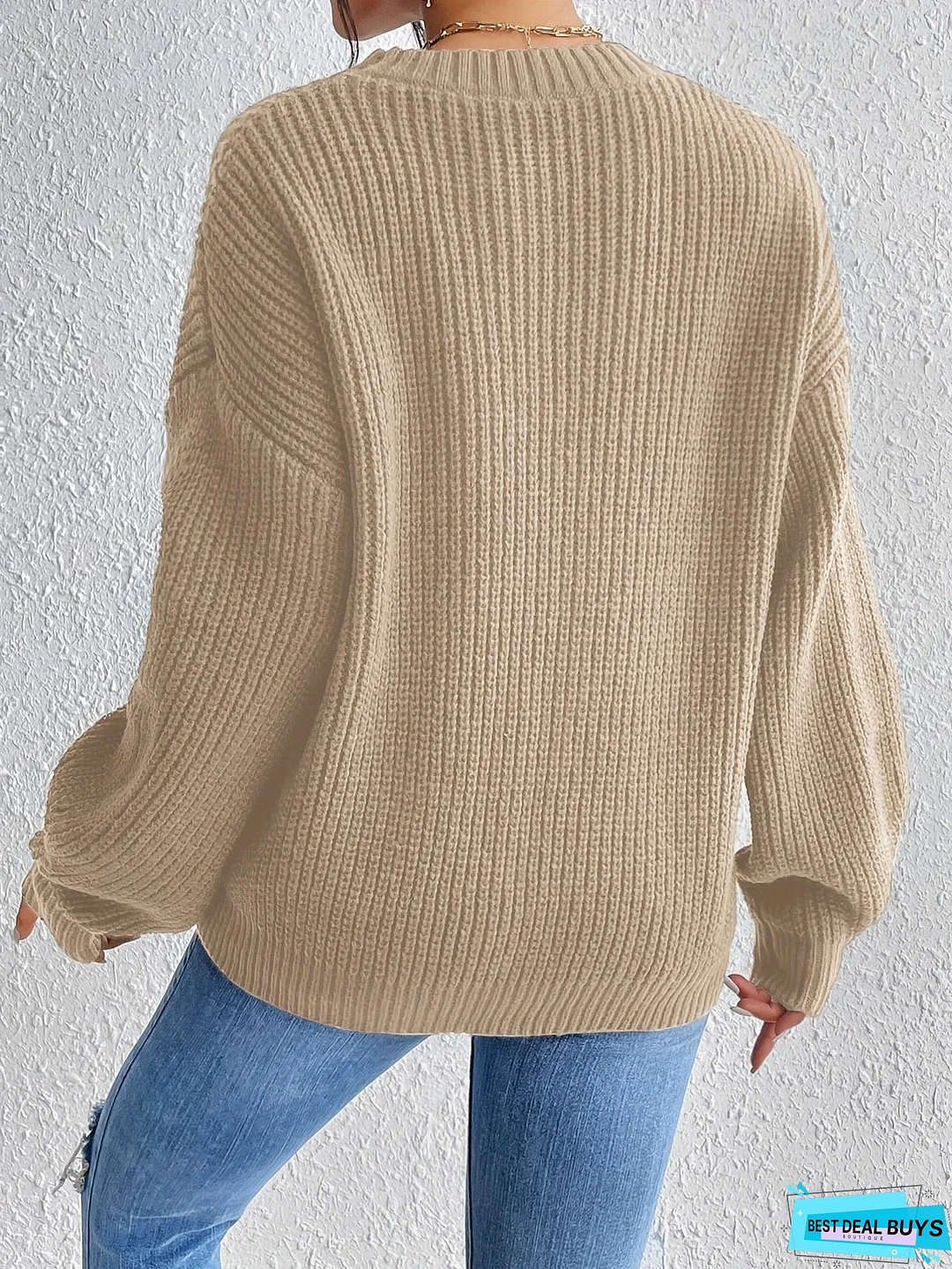 Solid Crew Neck Pullover Sweater, Casual Long Sleeve Sweater For Fall & Winter, Women's Clothing