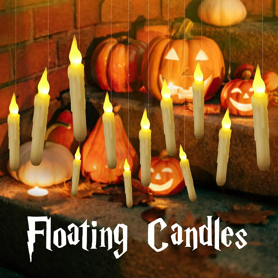 12pcs Halloween Flameless LED Floating Candles with Magic Wand Remote