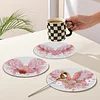 4PCS Acrylic Diamond Painting Placemats for Dining Table Decor Kit (Pink Wings)
