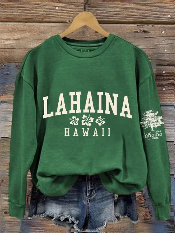 Women's Lahaina Strong Hawaii Tree of Life Aug 8 Print Sweatshirt