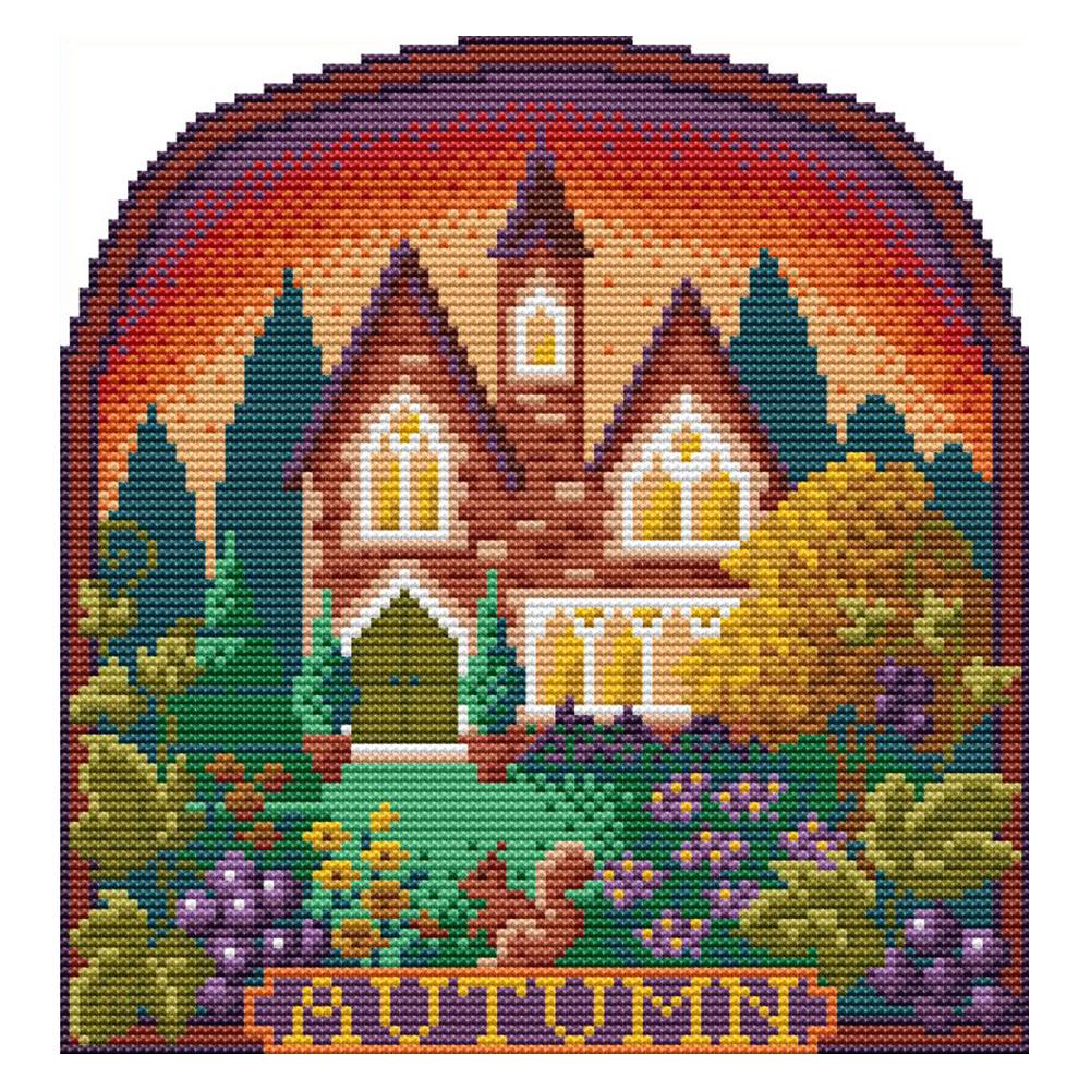 

Autumn cottage - 14CT Stamped Cross Stitch - 25*26cm, 501 Original