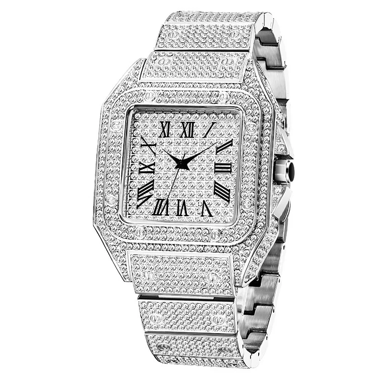 Hip Hop Starry Diamond Square Men's Watch Luxury Fully Iced Out Watches-VESSFUL
