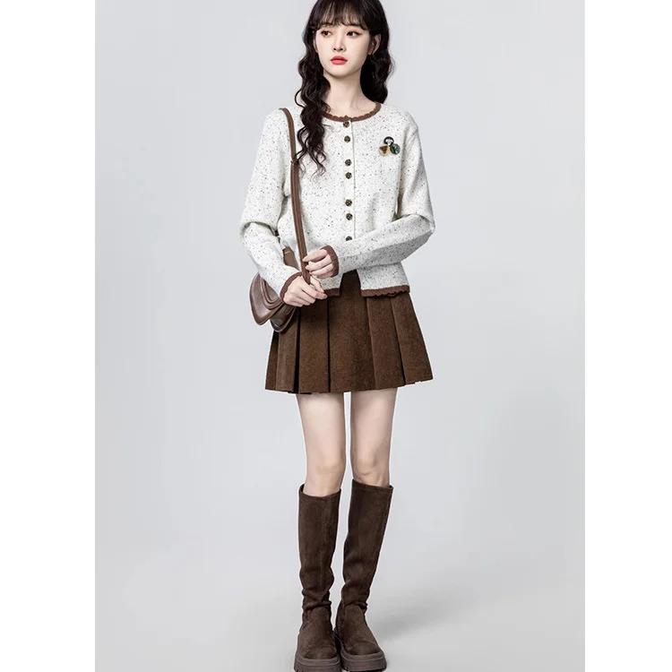 Athvotar Athvotar New French Style Fragrant Retro Temperament Knitted Short Coat Women's Autumn And Winter New Fashion Top