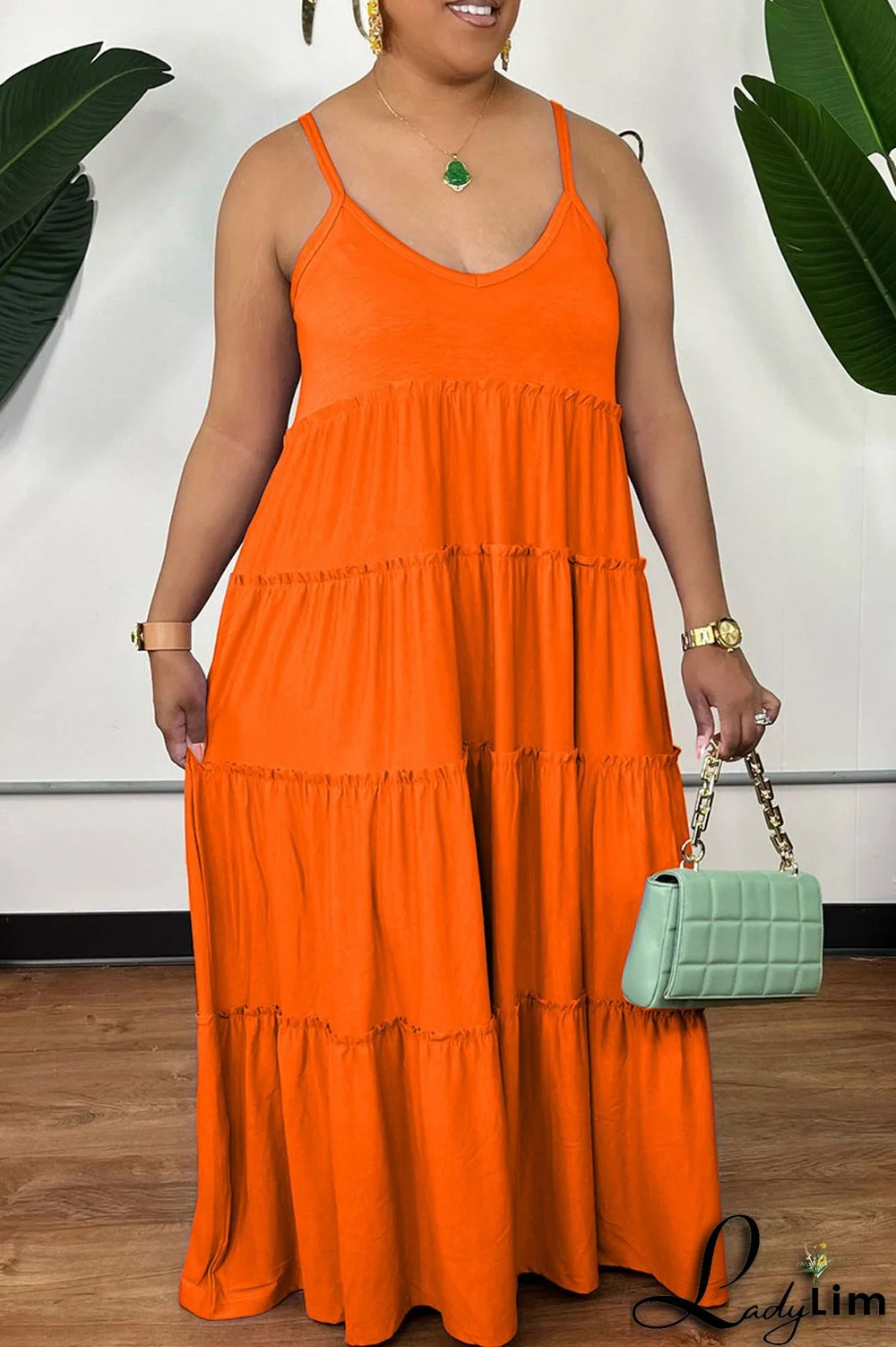 Yellow Casual Solid Patchwork Fold Spaghetti Strap Sling Dress Dresses