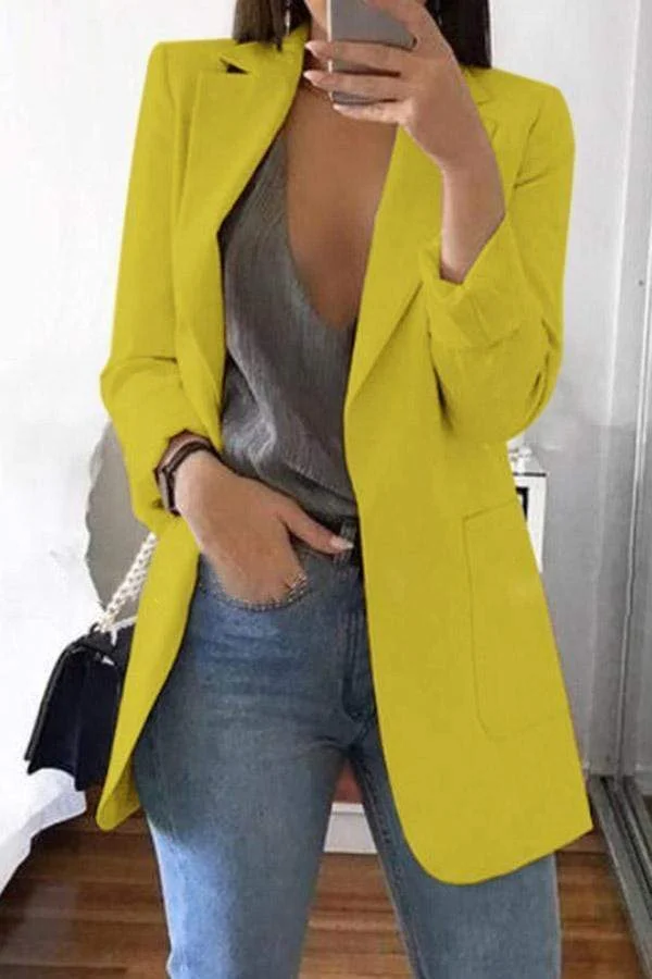 Solid Color Lapel Slim Coat