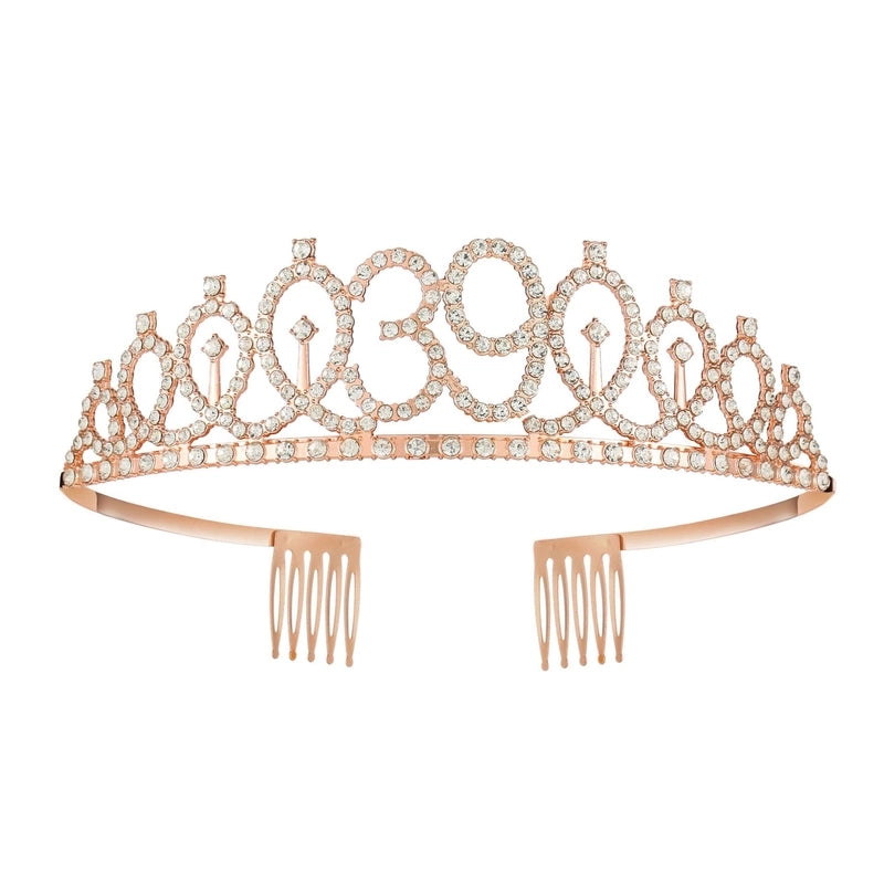 Women’s IG Style Shiny Number Crown Alloy Hollow Out Inlay Rhinestones Crown