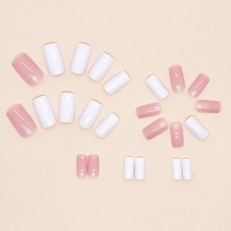 Churchf Churchf The Long Pure Desire Pink White Flower Flash Pink Nail Sweet Girl Light Luxury Wear Armour Piece