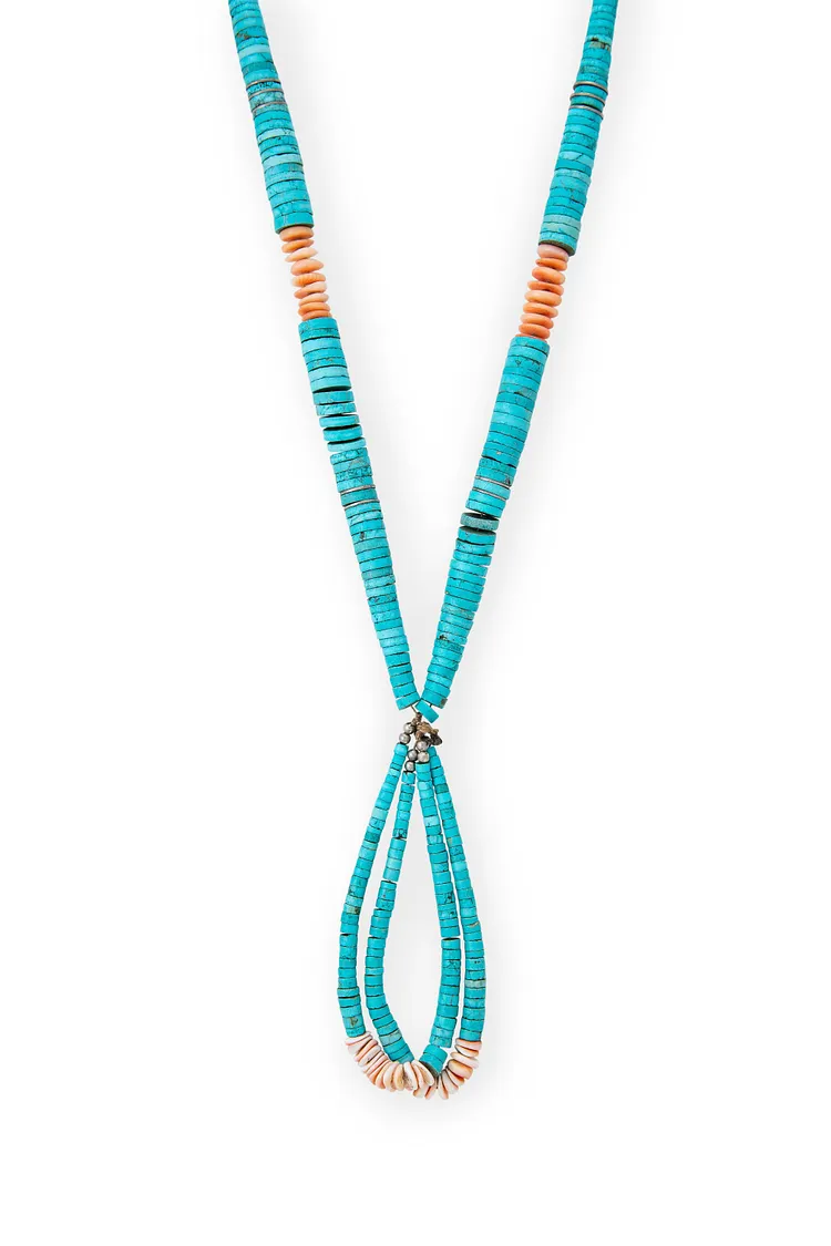 Necklace, Natural Stone, Jacla, Turquoise & Spiny Oyster, Vintage, 994