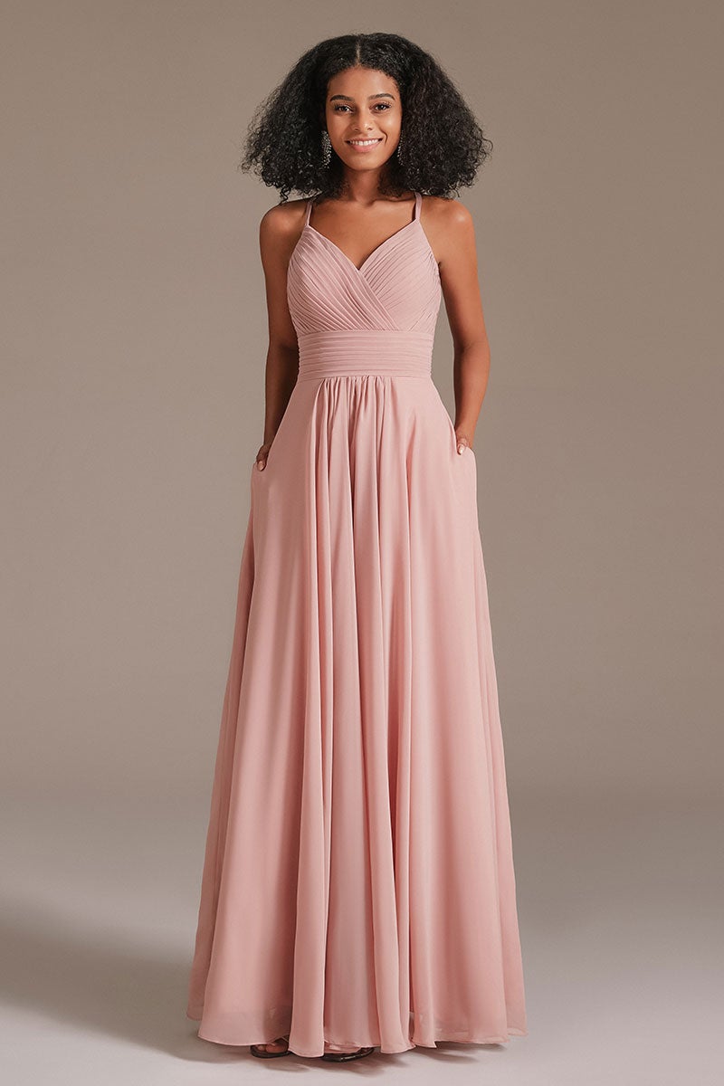 Pleated bridesmaid dress online