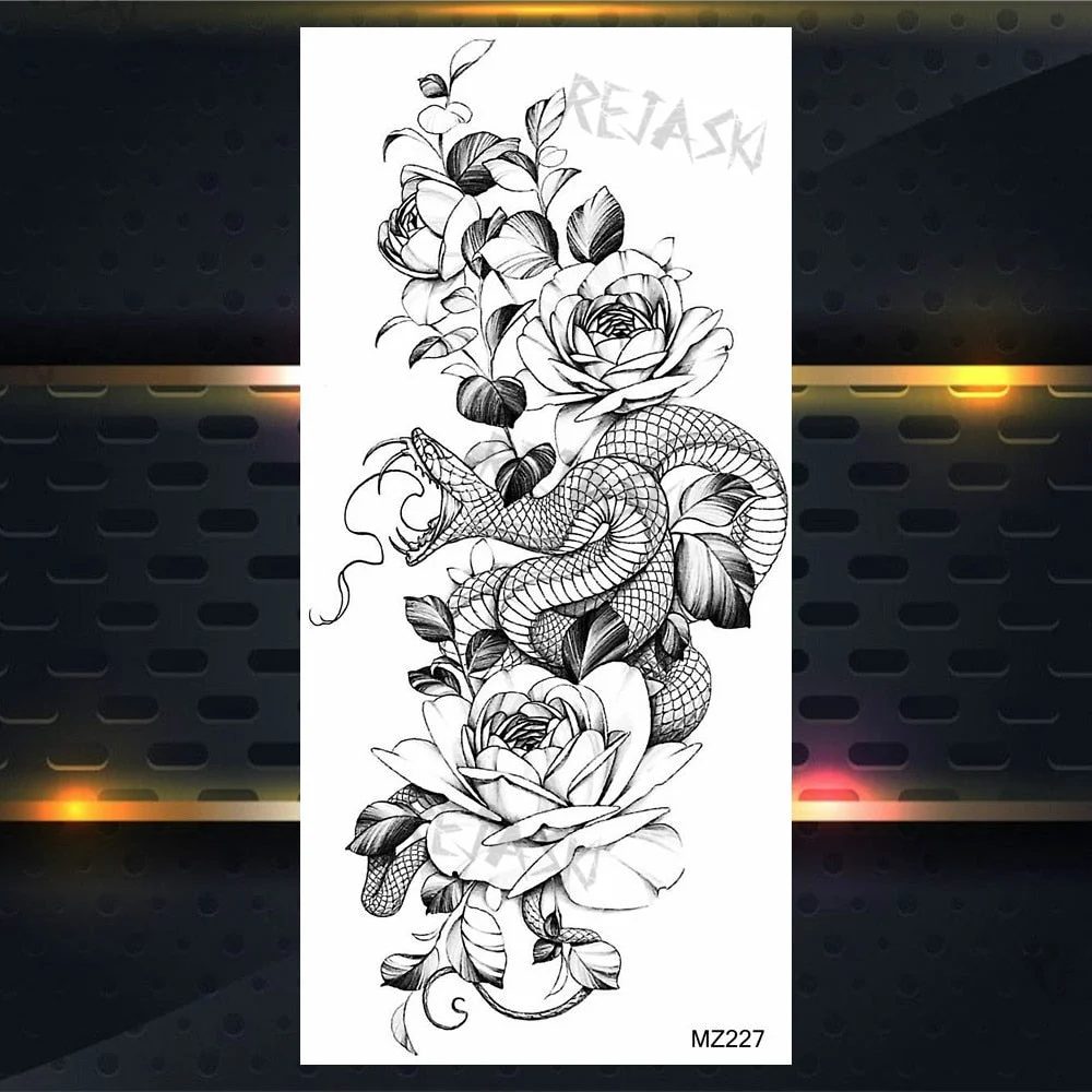 Purple Rose Jewelry Water Transfer Tattoo Stickers Women Body Chest Art Temporary Tattoo Girl Waist Bracelet Flash Tatoos Flower