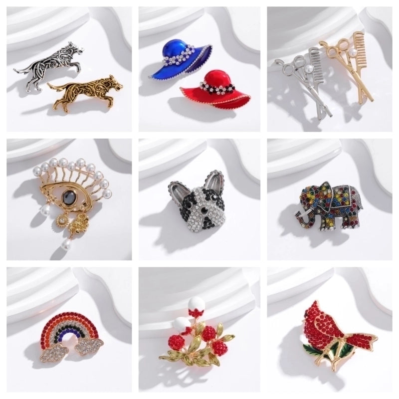 3 Pieces Modern Style Classic Style Animal Hat Devil'S Eye Alloy Inlay Rhinestones Unisex Corsage Brooches Collar Pin
