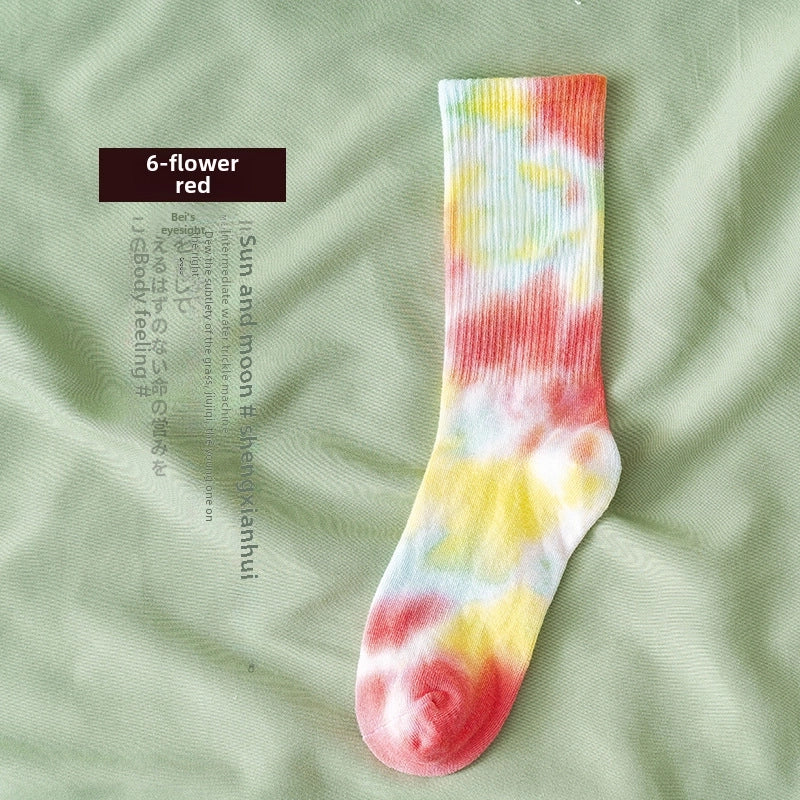 Tie-dyed Mid-tube Cotton Socks Street Trendy Socks Socks Women’s Gradient Fashion Sports Personality Tide