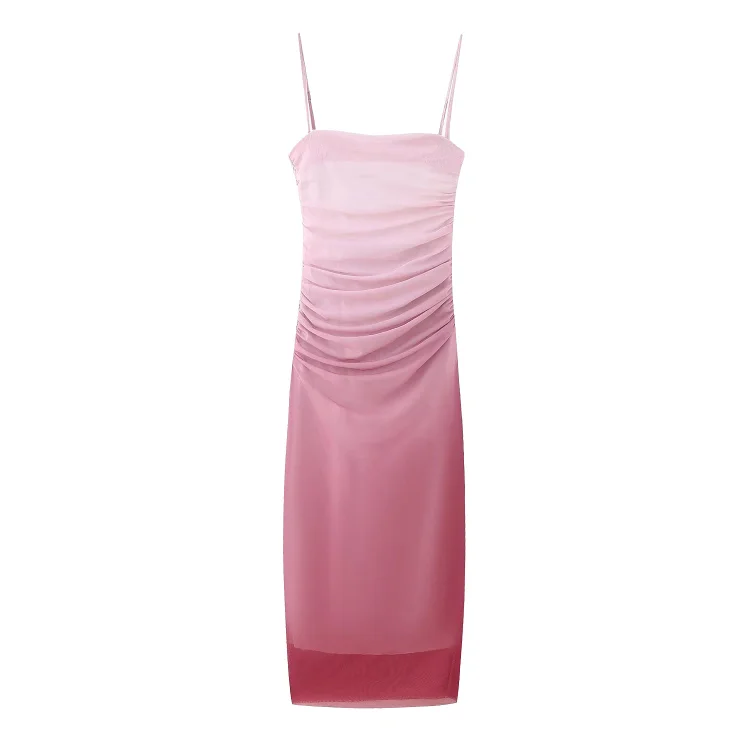 Cappuccino Ombre Mesh Zippered Long Dress QueenFunky