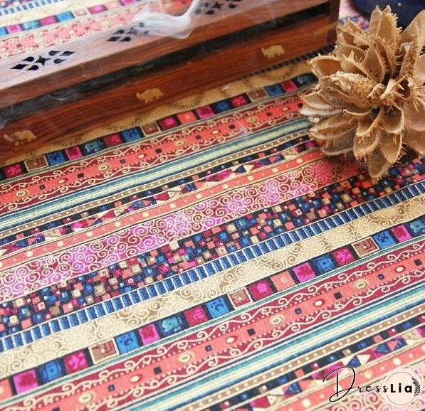 Cotton and linen table linen tablecloth tea table cloth square tablecloth national wind bronzing lace cotton and linen tablecloth