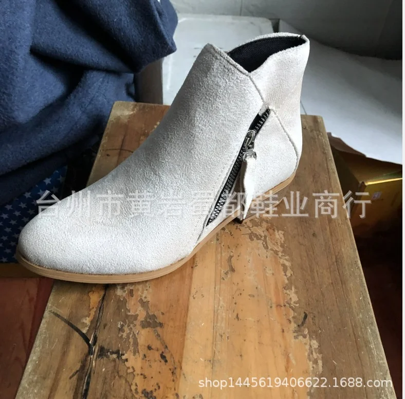 Yyvonne Large-Size Velvet-Faced Martin Boots Women 2025 Autumn And Winter New Round Head Low With Double Zipper English Short Boots