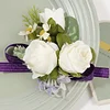 10PCS Purple White Wedding Catering Bridal Groom Guests Corsage Boutonniere Wrist Artificial Flower Bouquets