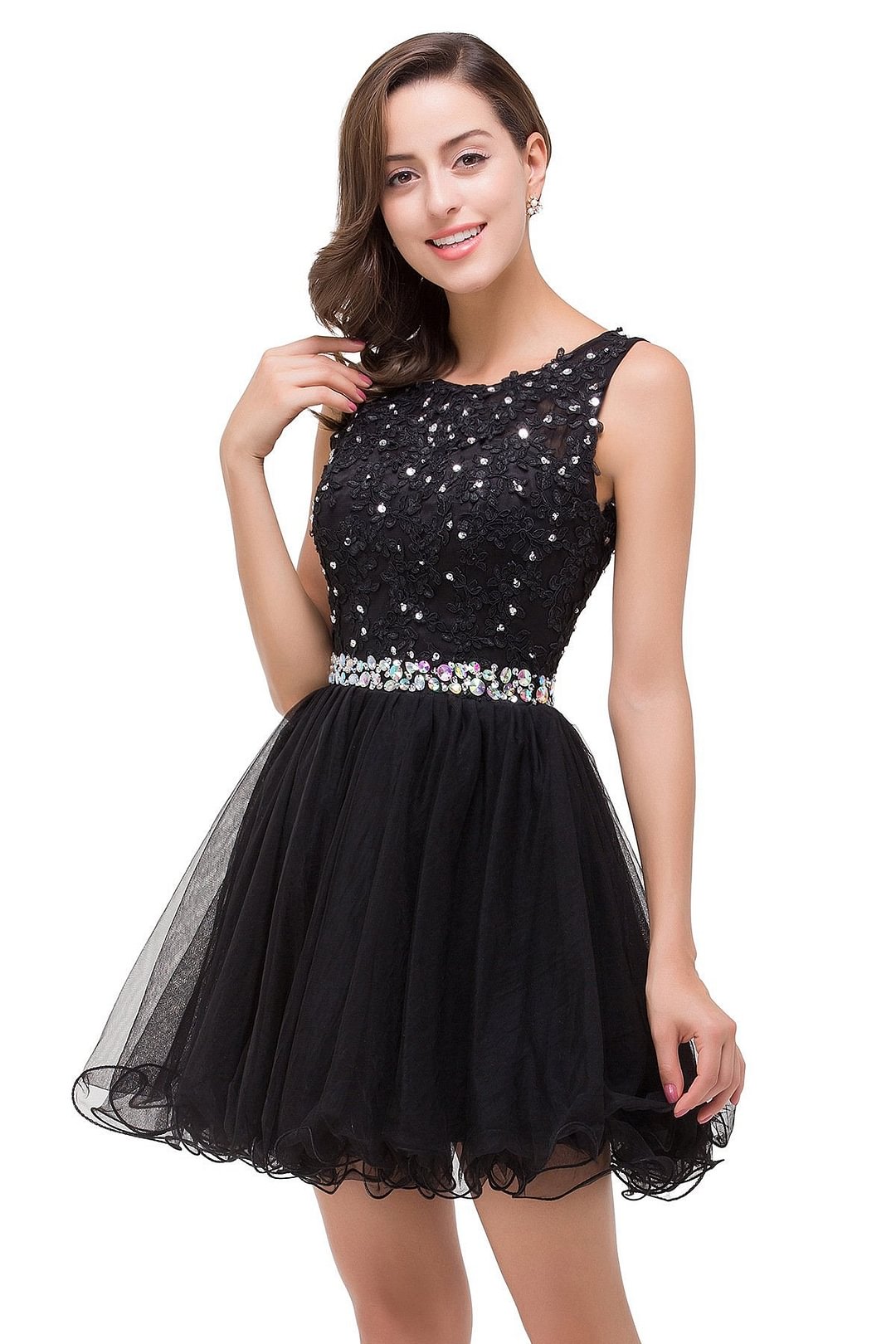Neosepa-Sleeveless Faux Jewerly Decorated Slim Evening Dress