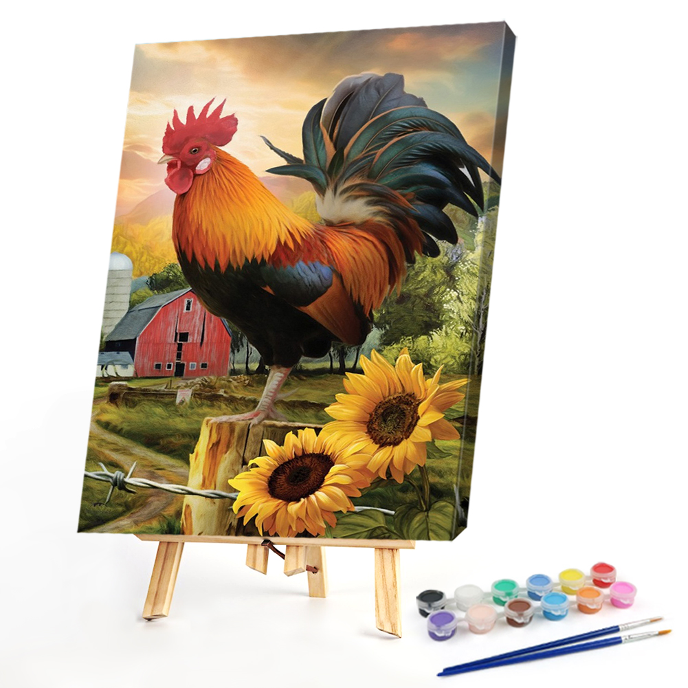 

40*50CM - Paint By Numbers - Rooster Sunflowers, 501 Original