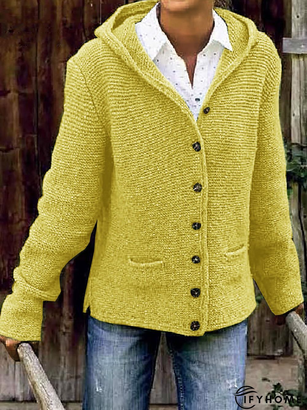 Women Coats Hooded Long Sleeve Knitted Cardigan Sweater coat | IFYHOME