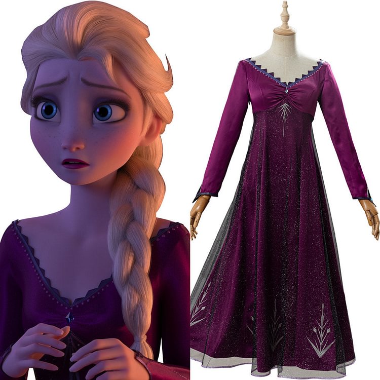 Frozen 2 Elsa Purple Dress Adult Outfit Cosplay Costume