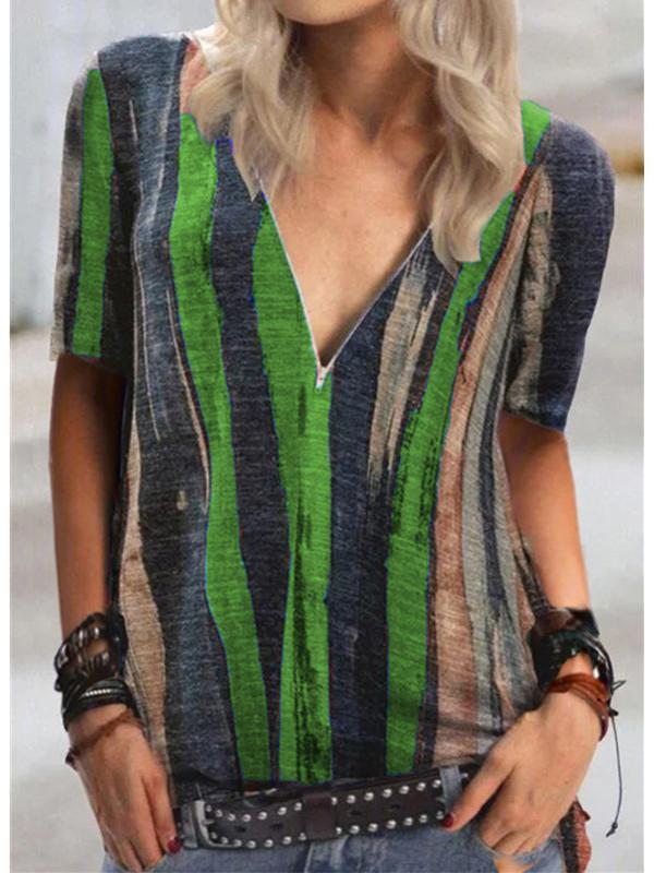 Women Half Sleeve V-neck Solid Color Dress