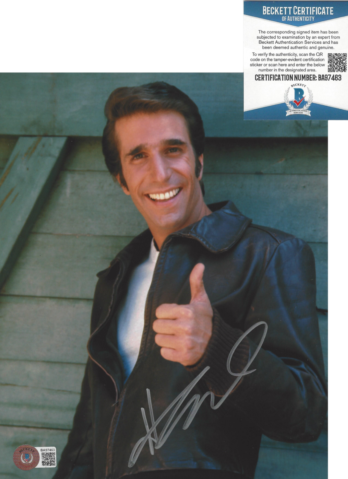 HENRY WINKLER SIGNED 'HAPPY DAYS' THE FONZ 8x10 Photo Poster painting ACTOR BECKETT COA BAS