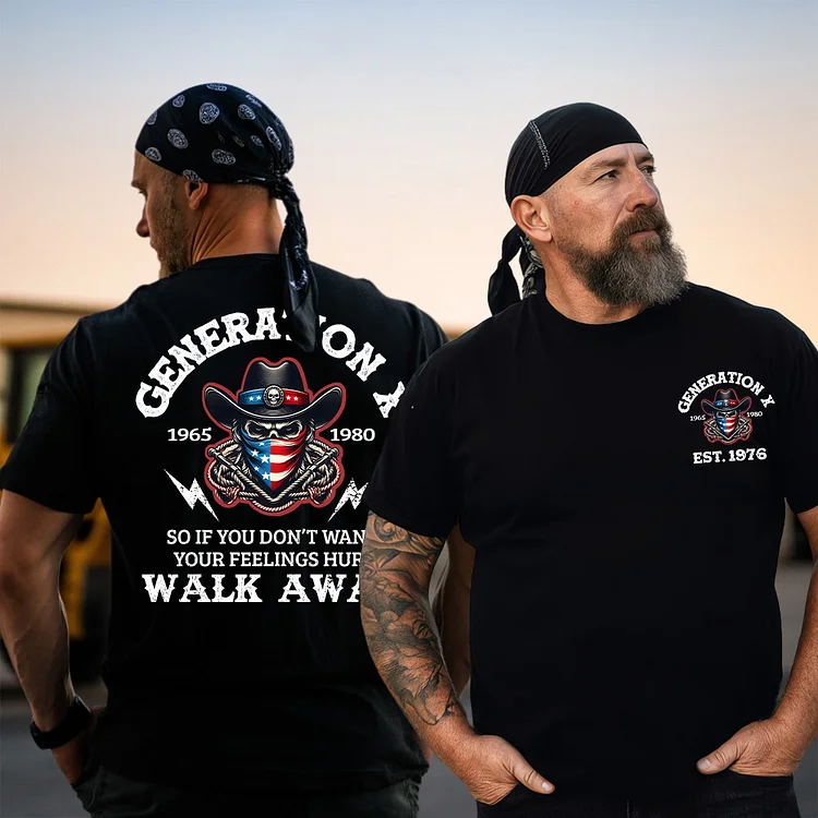 American Flag Cowboy Skull Patriotic, The Badass Generation Tee, Gen X  Custom Year Of Birth T shirt, Cotton Tee Shirt