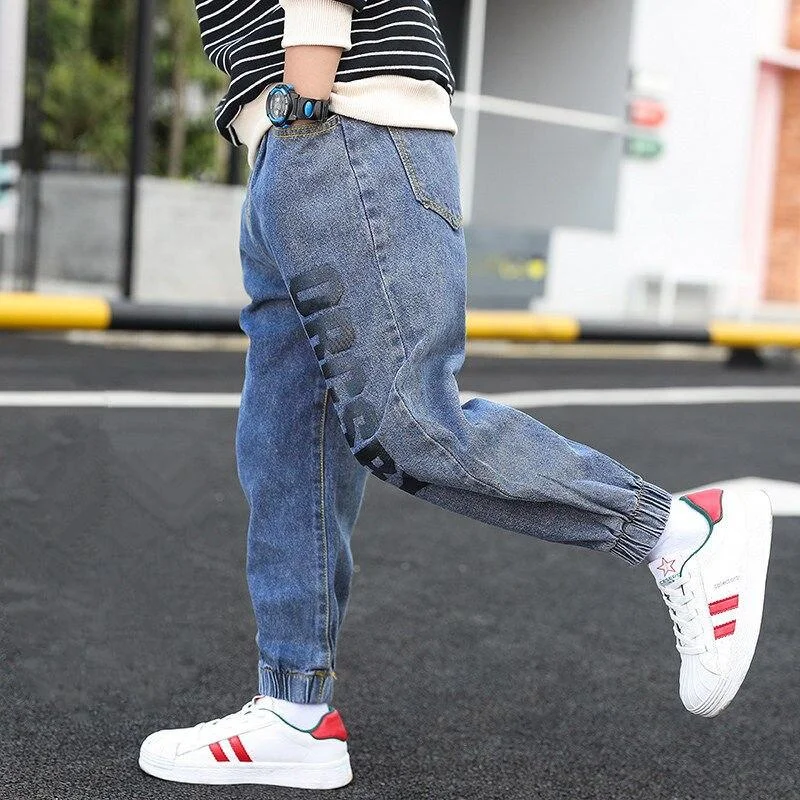 INS hot boys jeans 4-13 years old Cotton washed kids jeans Korean pocket letters pants for baby boys jeans kids 7 colors options