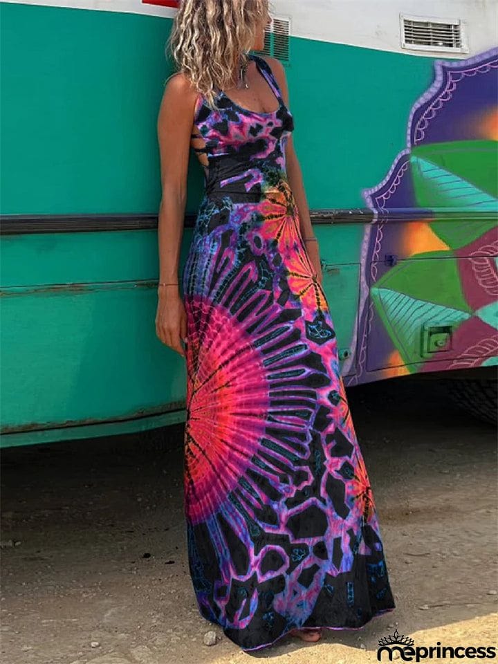 Women's Leisure U Neck Backless Vacation Dress for Summer