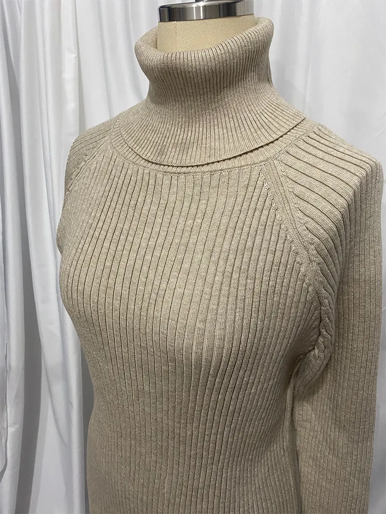 Uveng Uveng Turtleneck Dress Women's Leisurely Loose Thick Pit Strip Solid-Colored Bag-Up 2023 Autumn And Winter Knitted Dress