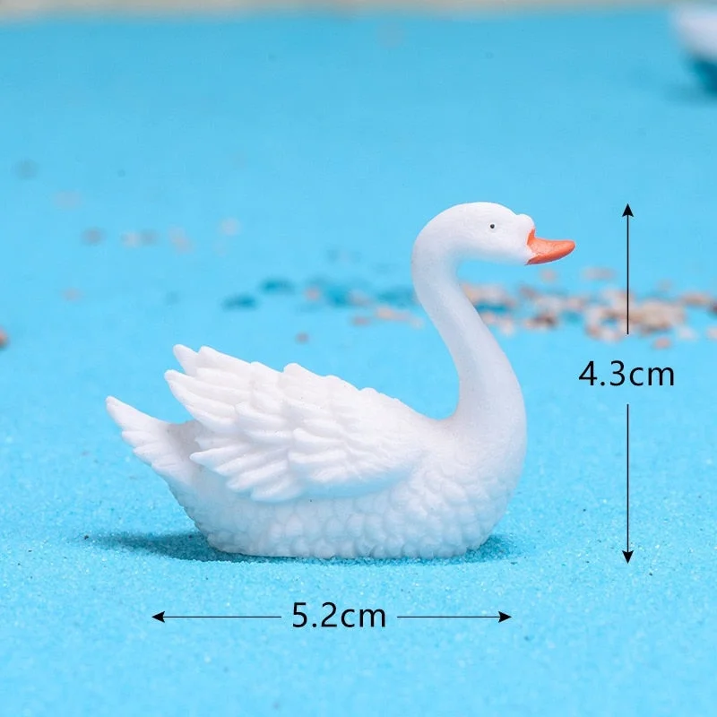 Black White Mini Cute Goose Swan Model Aquariums Ornaments Fairy Garden Decoration Miniature Figurine DIY Cake Decoration  Home