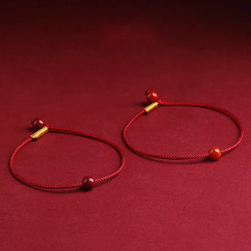 Cinnabar Red Agate Blessing Red String Bracelet