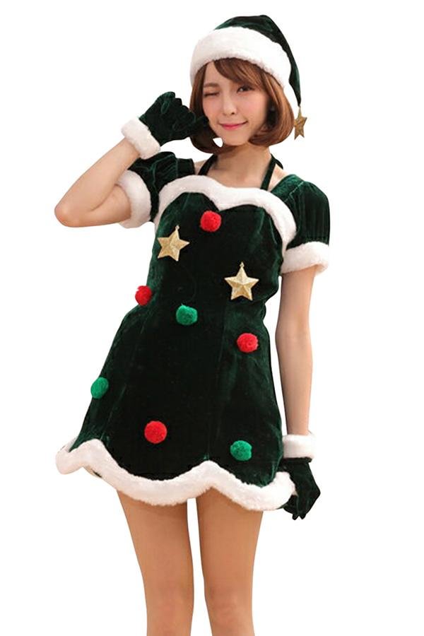 Cute Christmas Mini Tree Dress Costume For Women Green - Shop Trendy Women's Clothing | LoverChic