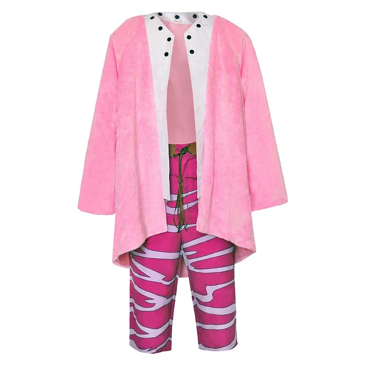 One Piece Donquixote Doflamingo Pink Coat Set Outfits Cosplay Costume Halloween Carnival Suit
