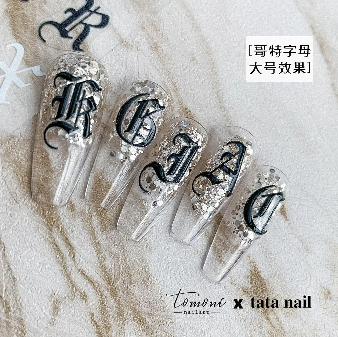 Roman style Typography Art Sticker High Quality 3D Engraved Nail Stickers Nail Art Decorations Nail Decals Design-Nail Inspo