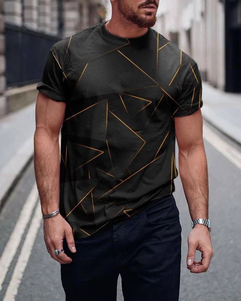 Men's Urban Geometric Printed Fashion T-shirt