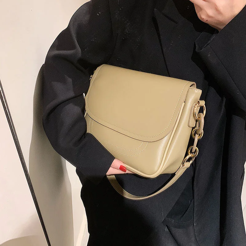 PU Leather Small Crossbody Bags for Women 2021 hit Winter Fashion Thick Chain Shoulder Purses Lady Luxury Designer Handbags