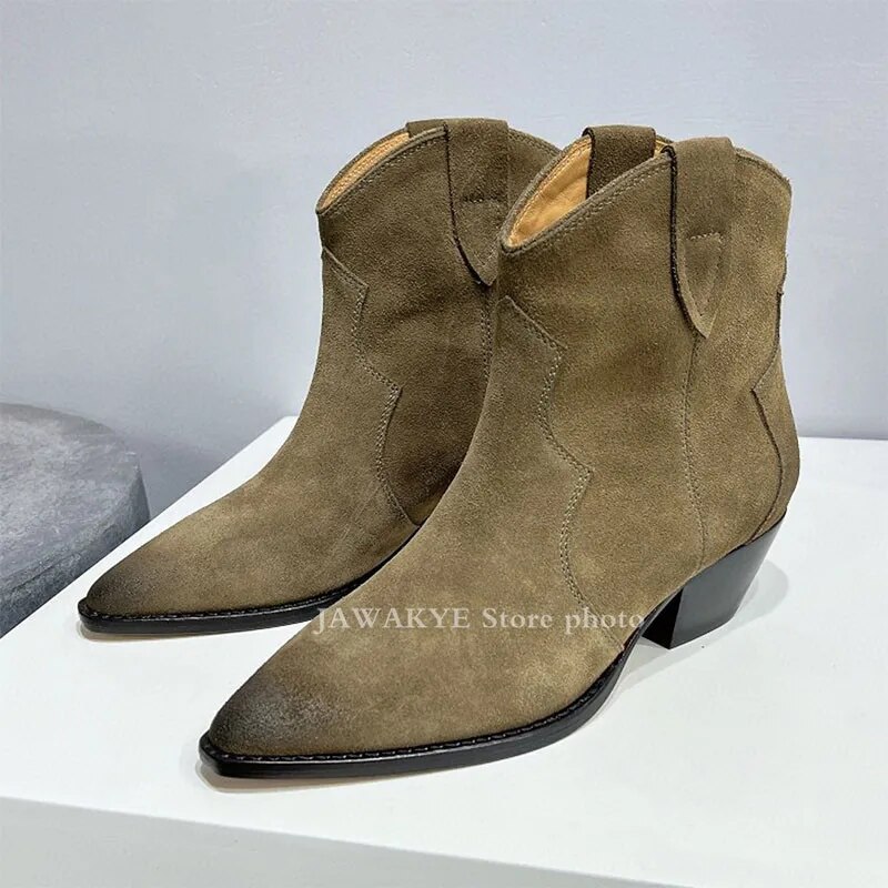 VCshoes Over Knee High Boots Women Kid Suede Chelsea Ankle Boots Old Pointy Toe Week Cowboy Knight Boots Mujer