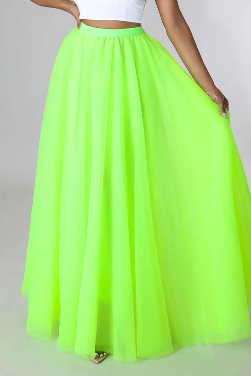 Casual Solid Split Joint High Waist Type A Solid Color Bottoms