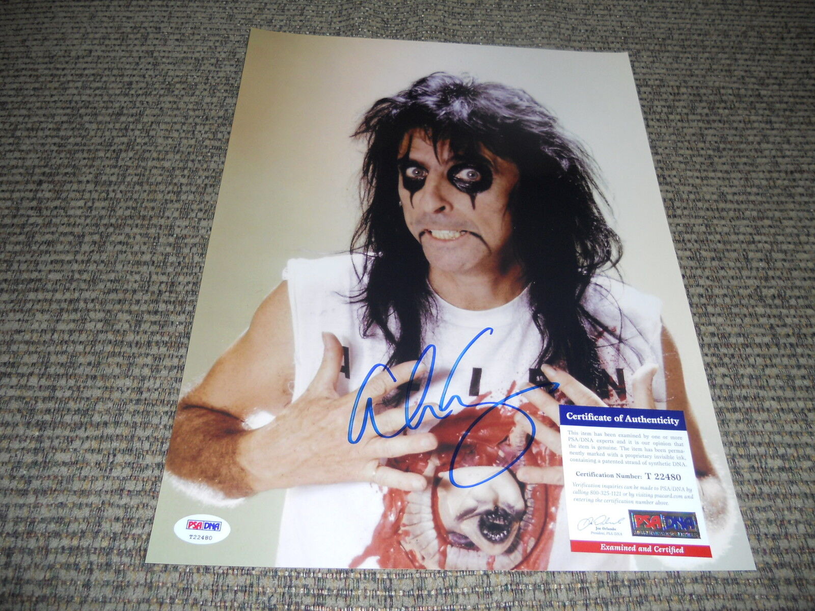 Alice Cooper Vintage Snake Signed Autographed 11x14 Photo Poster painting PSA Certified #1 F1