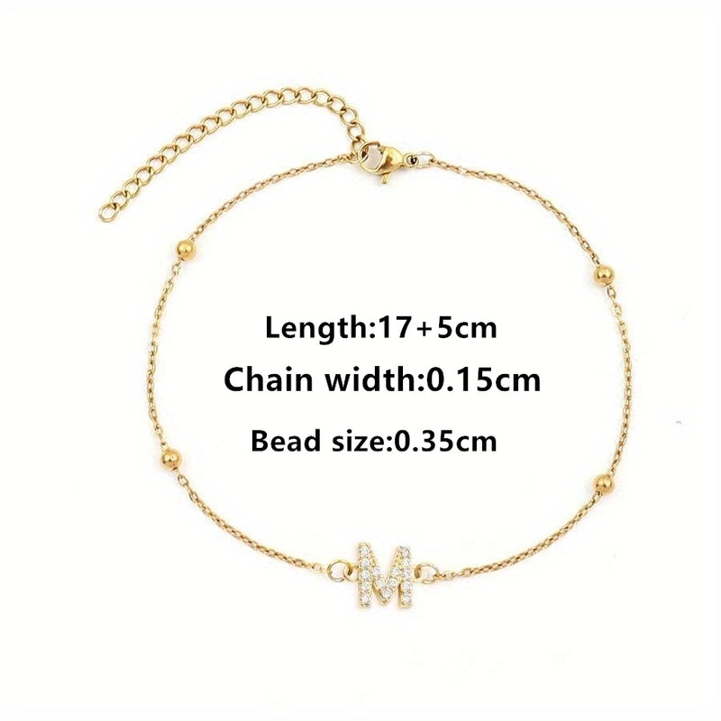 Elegant Minimalist Letter 201 Stainless Steel 304 Stainless Steel Zircon Bracelets In Bulk