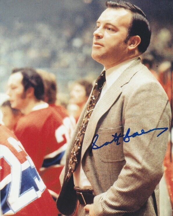 VINTAGE SCOTTY BOWMAN SIGNED MONTREAL CANADIENS COACH 8x10 Photo Poster painting! HHOF Autograph