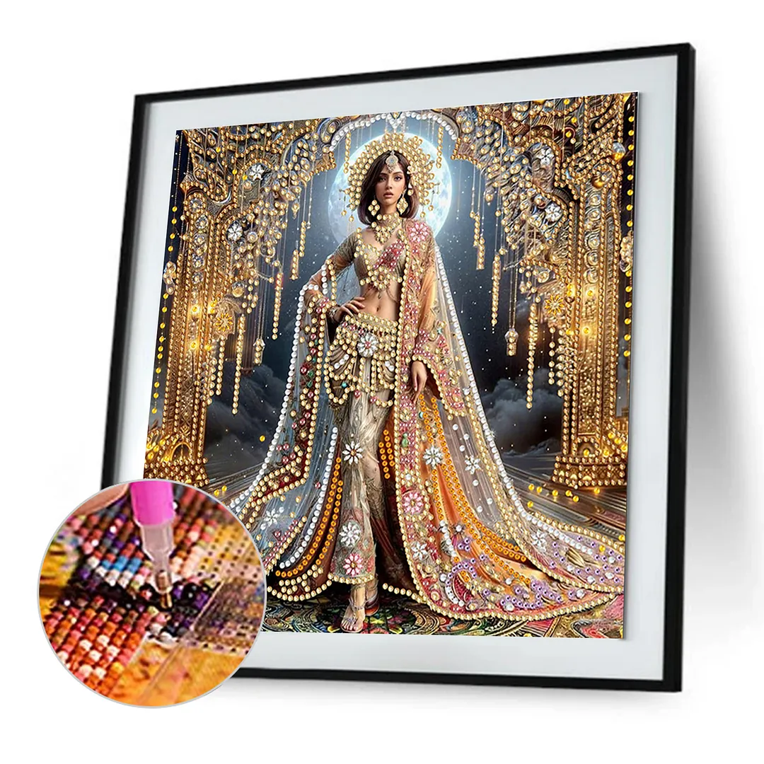 Gorgeous Dress Beauty - Diamond Painting - Partial Special Shaped Drill(Canvas|30*30cm)