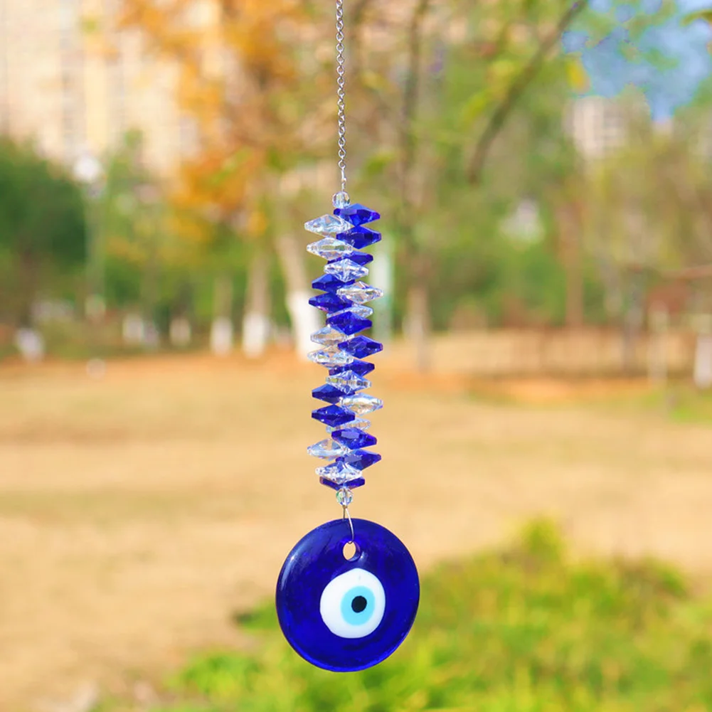 Lucky Turkish Greek Blue Eye Charm Oval Beads Pendant Car Amulet Gift (A)